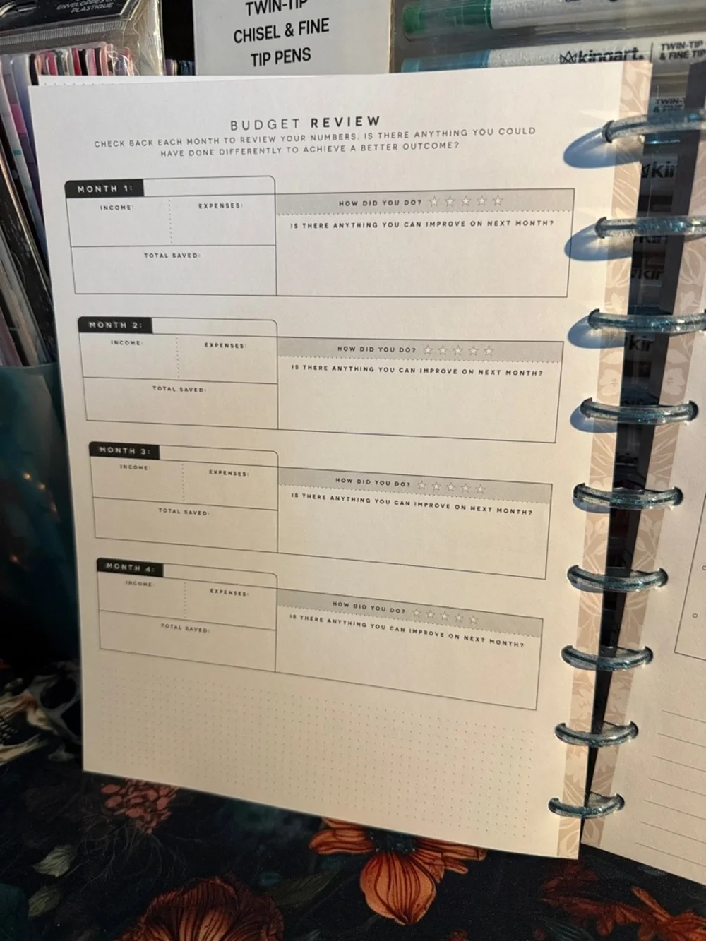 Happy planner budget guts with glitter discs - classic size -see pics